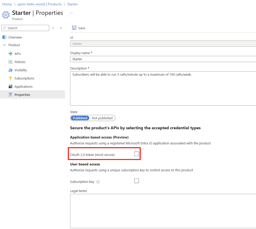 Screenshot der Aktivierung des anwendungsbasierten Zugriffs im Portal.