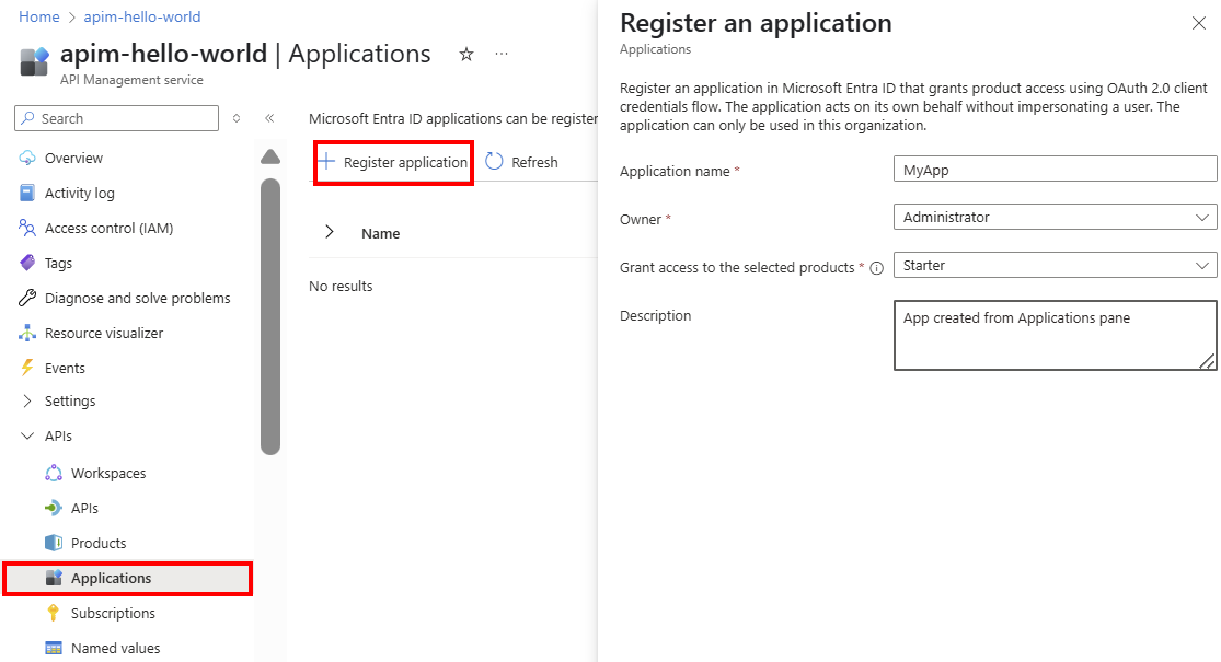 Screenshot der Anwendungseinstellungen im Portal.