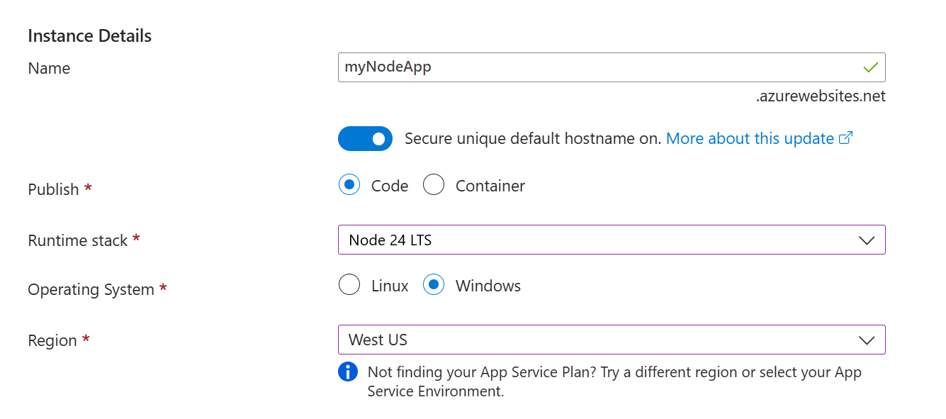 Screenshot des Abschnitts „Instanzendetails“.