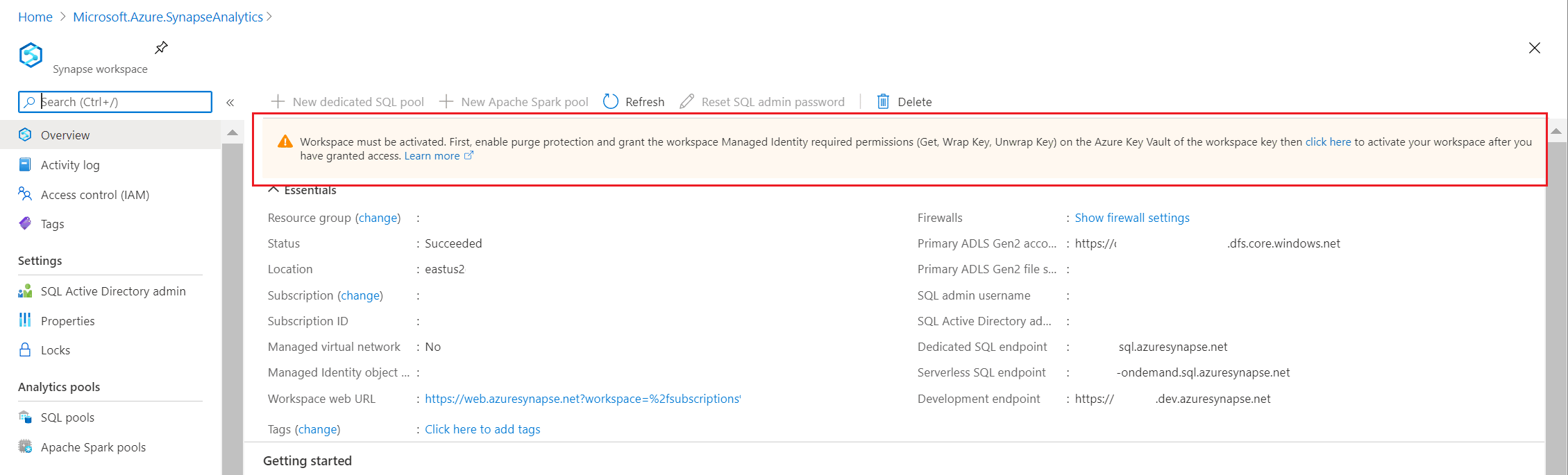 In diesem Diagramm ist das Banner mit dem Aktivierungslink für den Arbeitsbereich dargestellt.