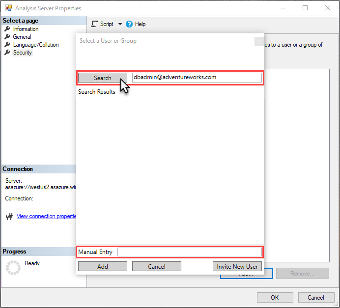 Hinzufügen eines Serveradministrators