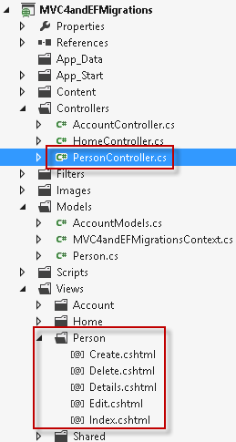 Nach dem Erstellen des Personencontrollers mit Gerüst Nach dem Erstellen des Personencontrollers mit Gerüst