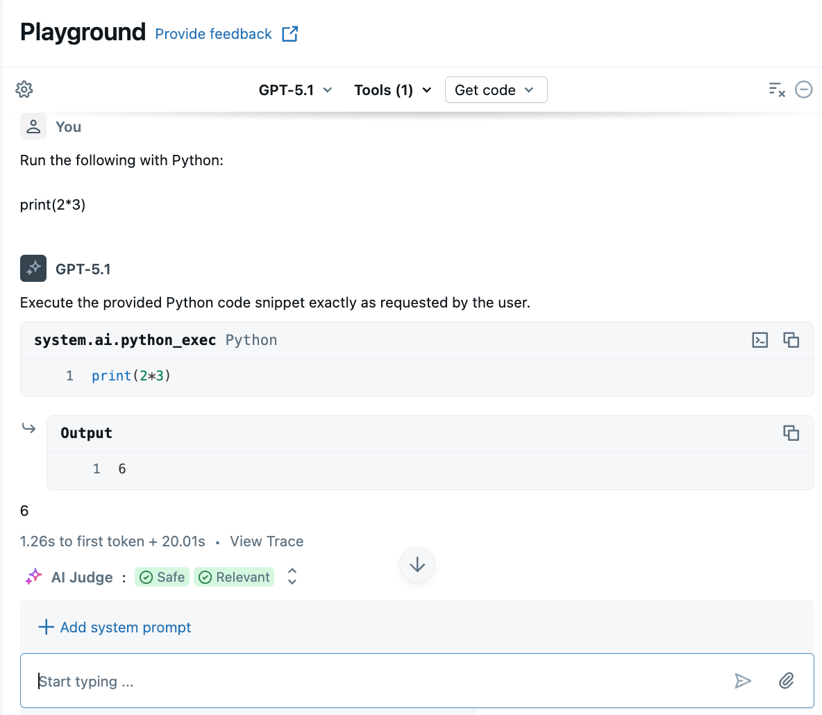 Prototypisieren Sie das LLM mit dem gehosteten Funktionstool