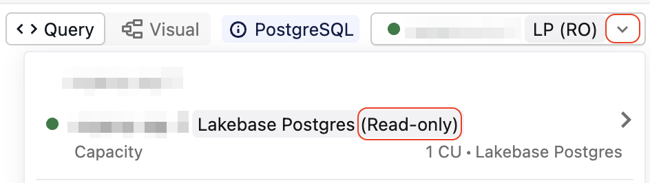 Auswählen von schreibgeschütztem Compute aus der Dropdownliste