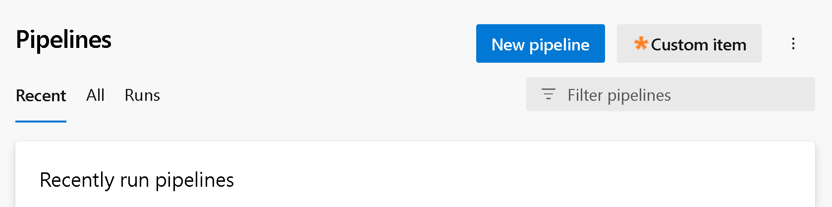 Screenshot der Pipeline-Detailansicht, Kopfzeilenmenü.