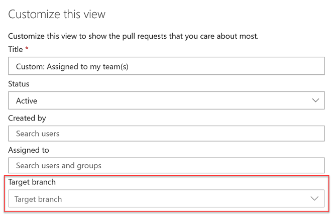 Screenshot der Anpassung der Pull-Anforderung auf der Registerkarte 
