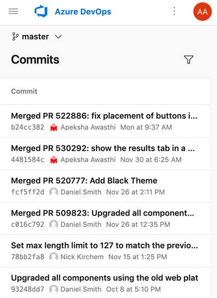 Screenshot der Konvertierungsseite der mobilen Plattform Commits.