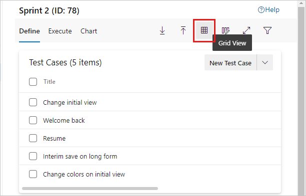 Screenshot der Schaltfläche „Rasteransicht“, die zum Öffnen der Rasteransicht verwendet wird.