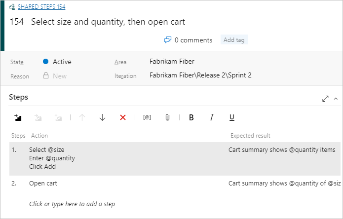 Screenshot zeigt das neue Arbeitselement mit den freigegebenen Schritten.