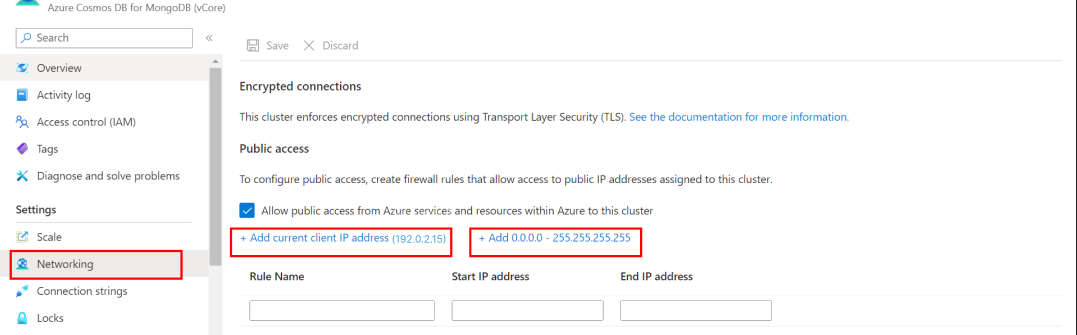 Screenshot der Timeoutfehlerlösung für Azure DocumentDB.