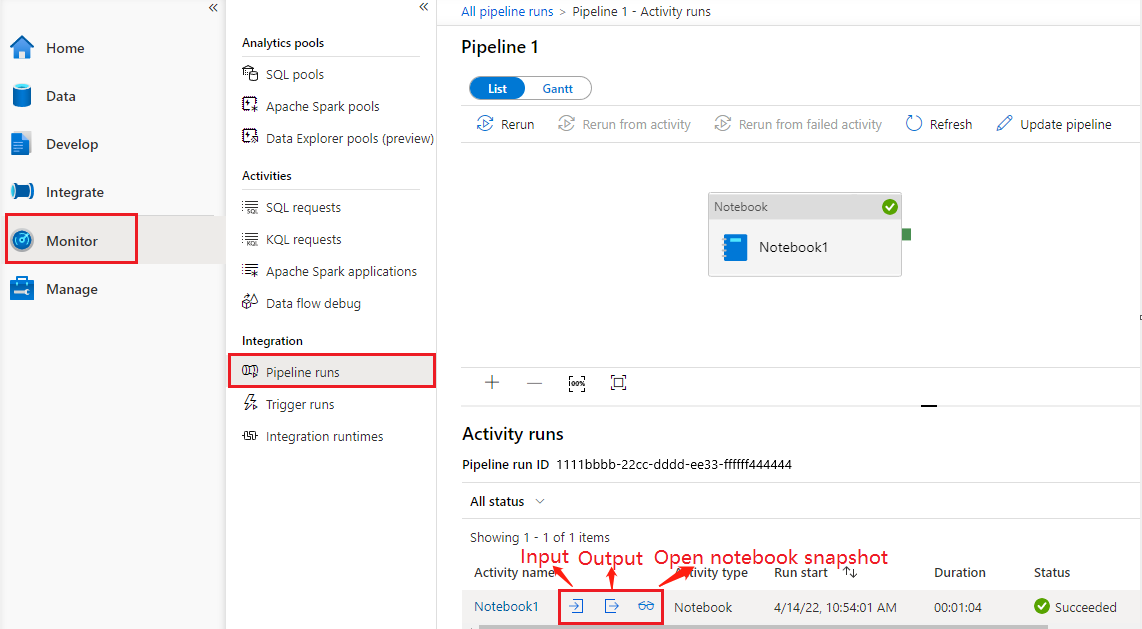 Screenshot: Verlauf der Notebook-Aktivitäten