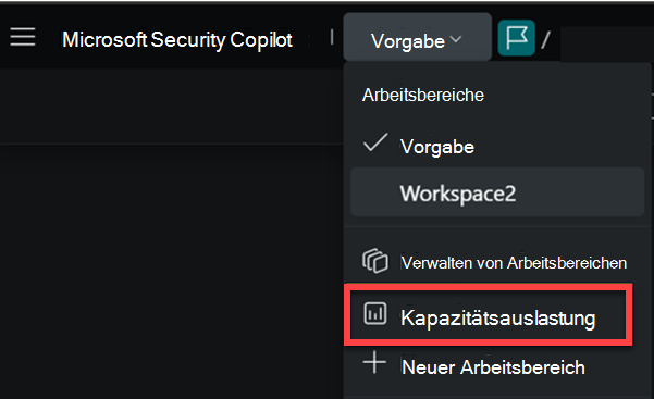 Abbildung der Kapazitätsauslastung aus dem Breadcrumb.