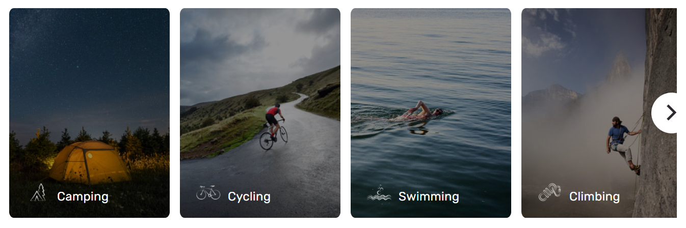 Beispiel für ein Kachellistenmodul und Kachelmodule auf der Adventure Works-Homepage
