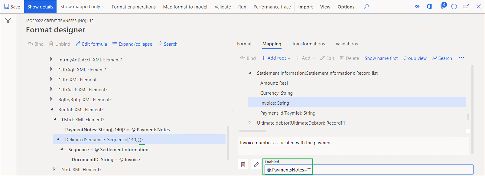 Ausdruck für die DelimitedSequence-Komponente.