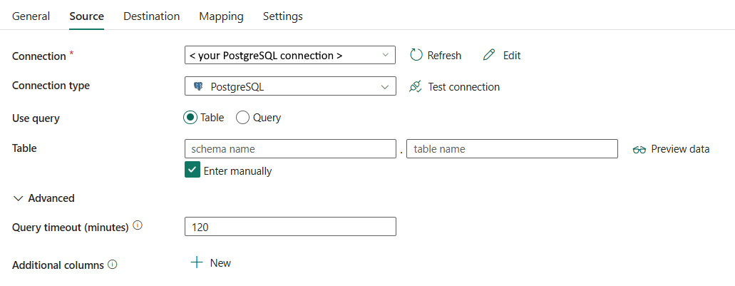 Screenshot mit der Registerkarte 'Quelle' und der Liste der Eigenschaften.