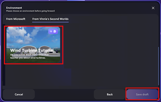 Ein Screenshot der Mesh-App mit hervorgehobener Schaltfläche 