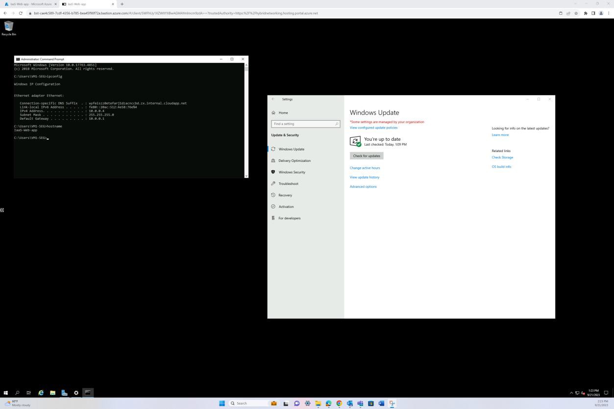 Virtueller Windows-Computer, Eingabeaufforderung mit Windows Update-Popup.