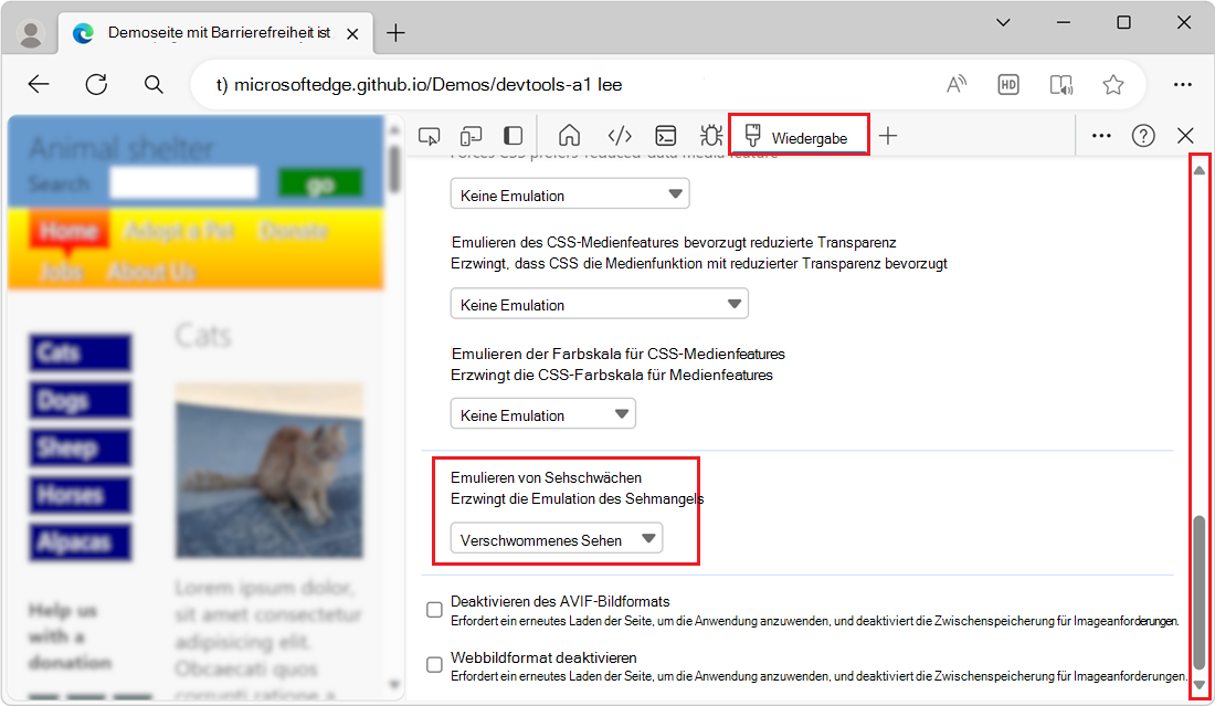Simulieren einer unscharfen Seite