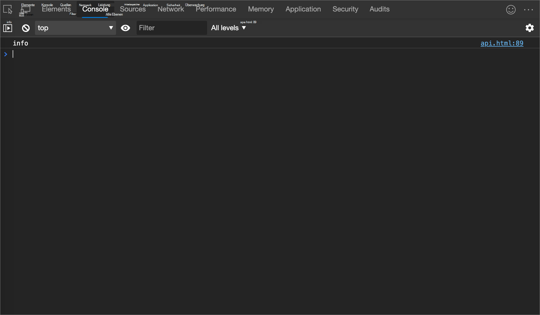 Das Ergebnis des console.info()-Beispiels