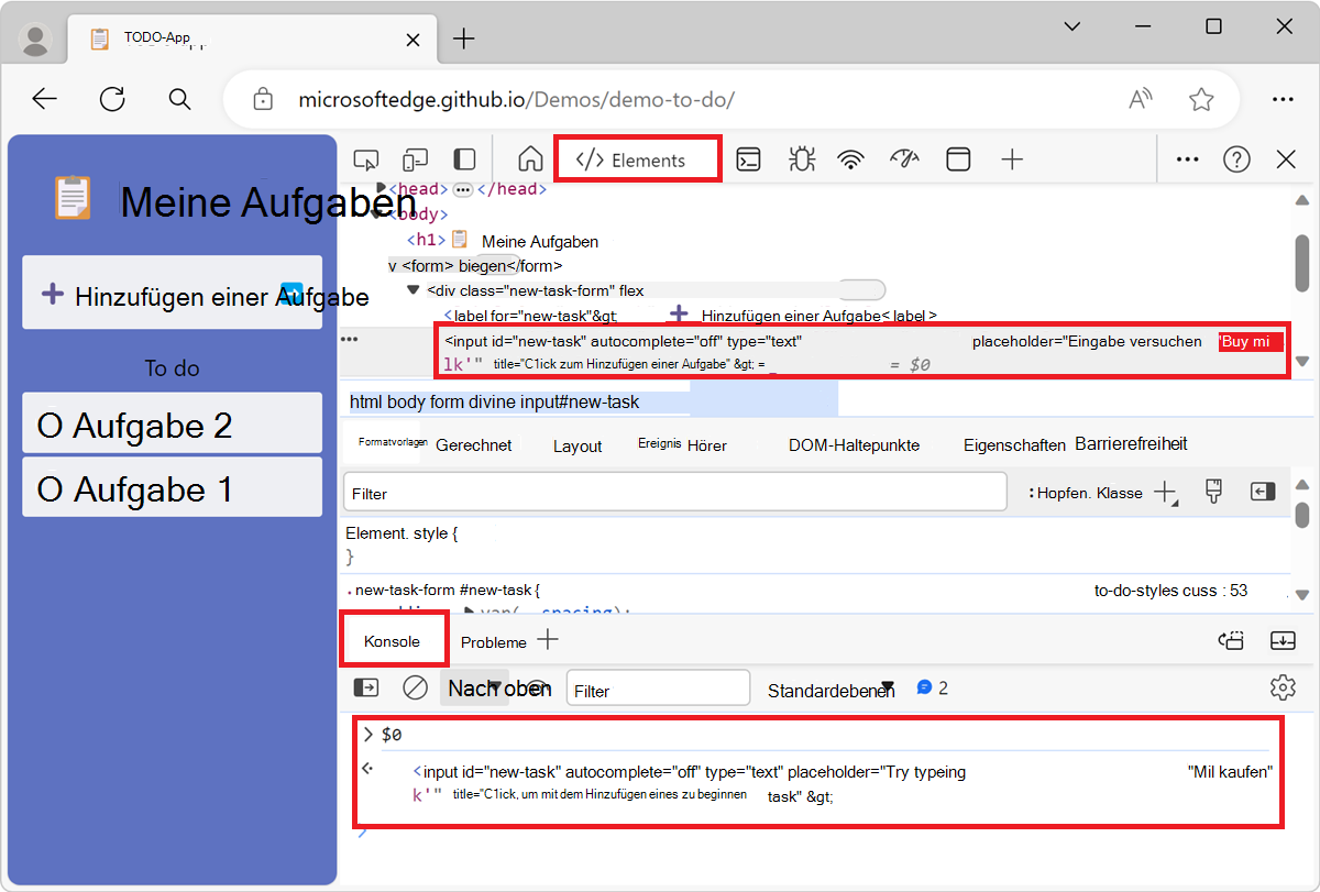 Das Ergebnis der Auswertung des Befehls 