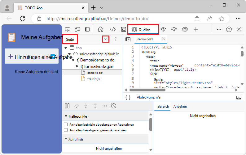 Quellentool mit unzureichendem Speicherplatz zum Anzeigen der Option 