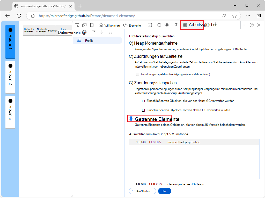 Öffnen des Speichertools