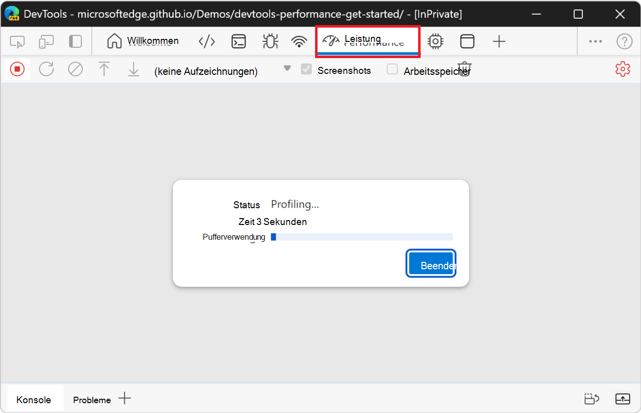 Profilerstellung für die Webseite