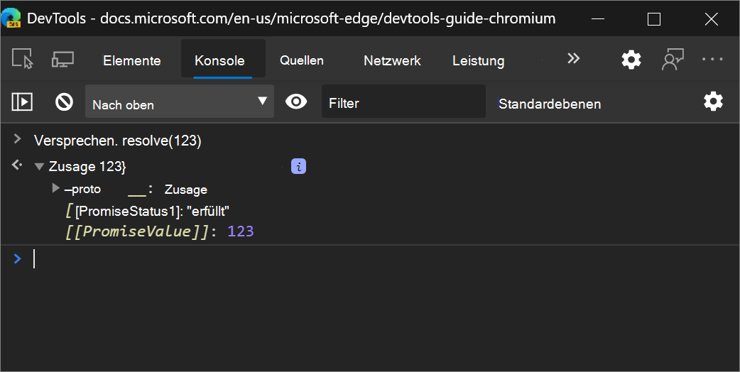 Ein Beispiel für die Konsole mit der neuen erfüllten Terminologie