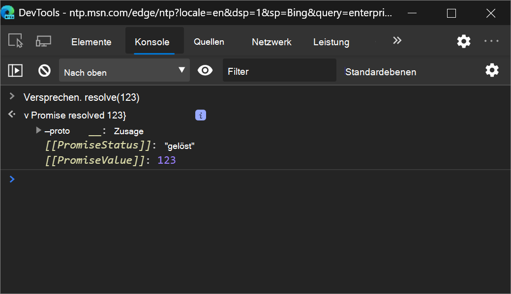 Ein Beispiel für die Konsole mit der alten aufgelösten Terminologie
