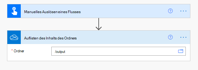 Der abgeschlossene OneDrive for Business-Connector in Power Automate.