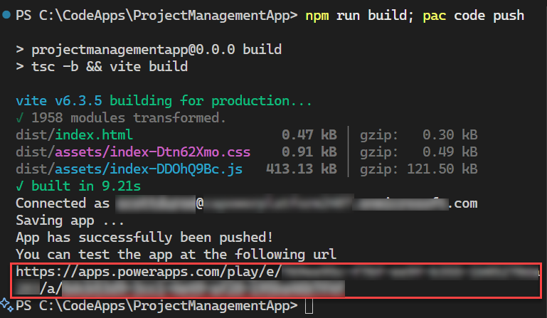 In Power Apps veröffentlichte App mit Link 
