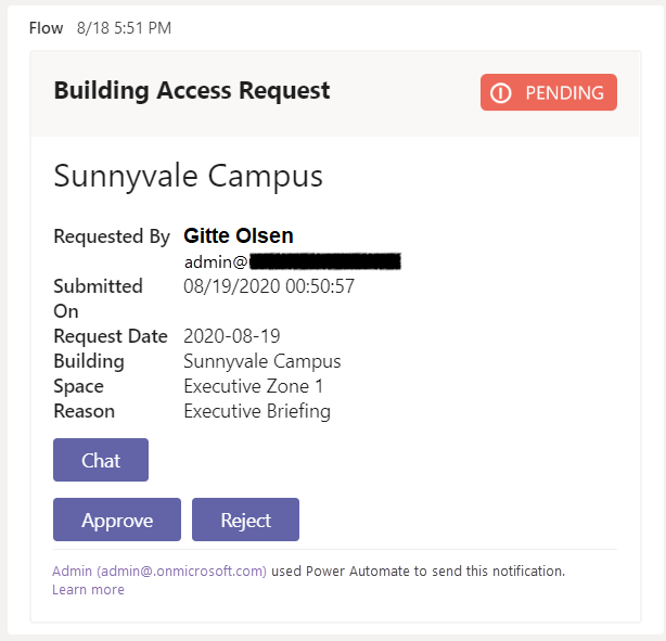 Screenshot des Anforderungsbildschirms der 