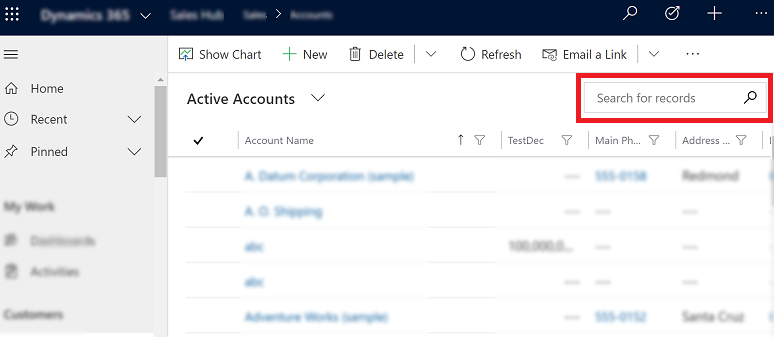 Schnellsuche in einer Tabelle.