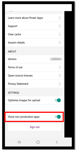 Umschalten für Nicht-Produktions-Apps