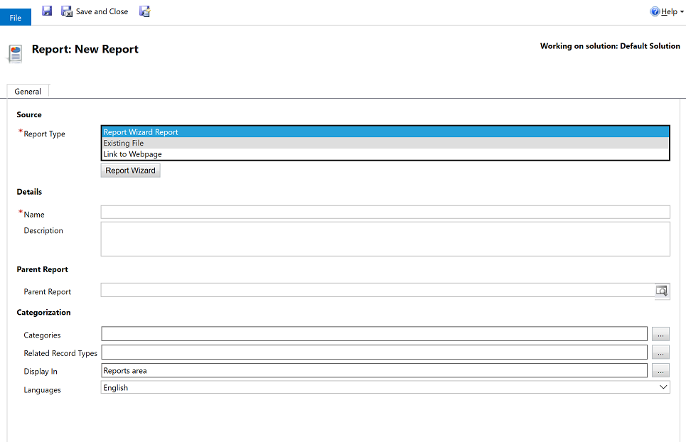 Fügen Sie einen vorhandenen Bericht hinzu.