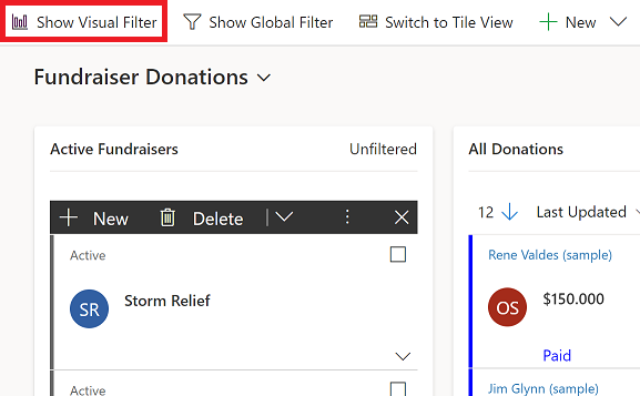 Visueller Filter anzeigen.
