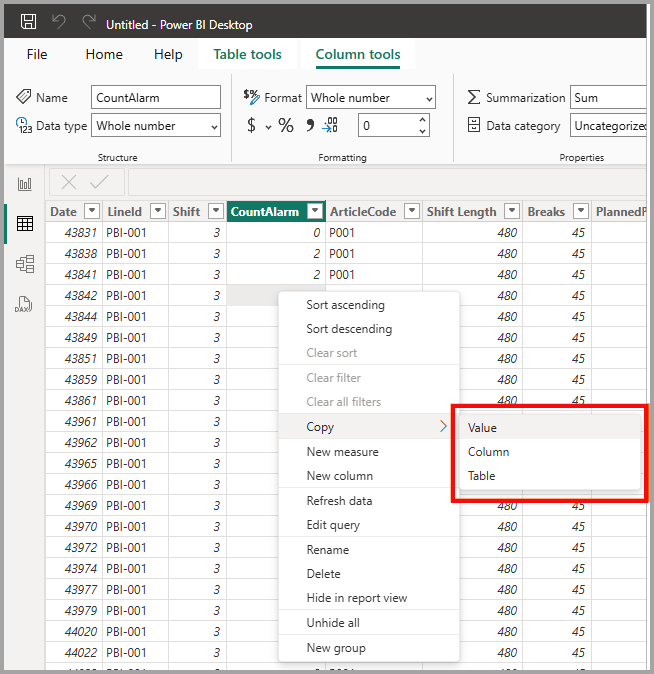 Screenshot des Menüs 