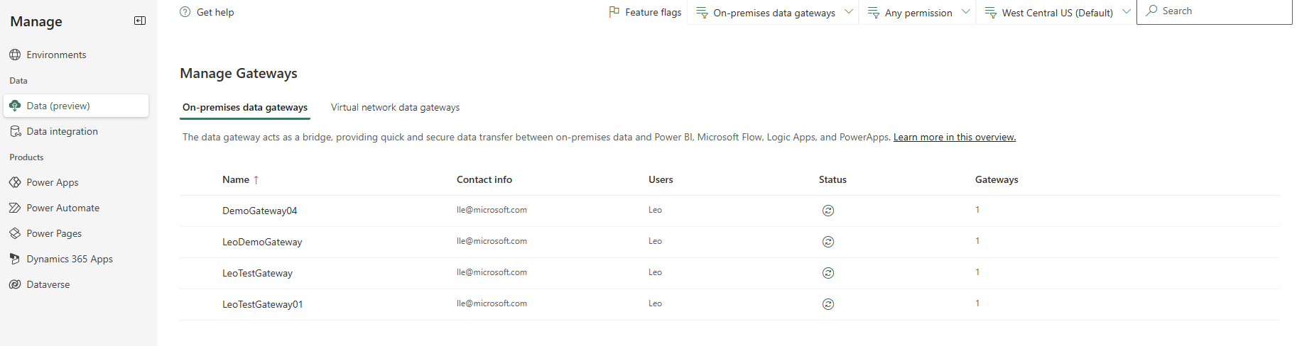 Seite zum lokalen Gateway