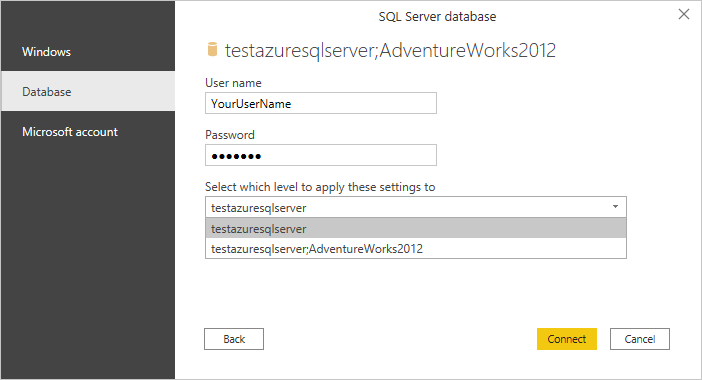 Azure SQL-Datenbankauthentifizierung.