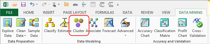 Cluster-Assistent im Data Mining-Menüband