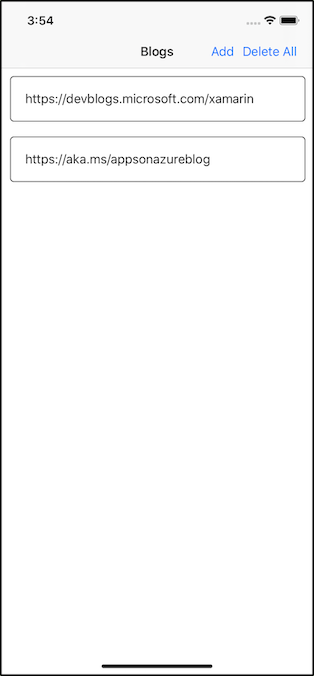 Screenshot der Liste aller Blogs