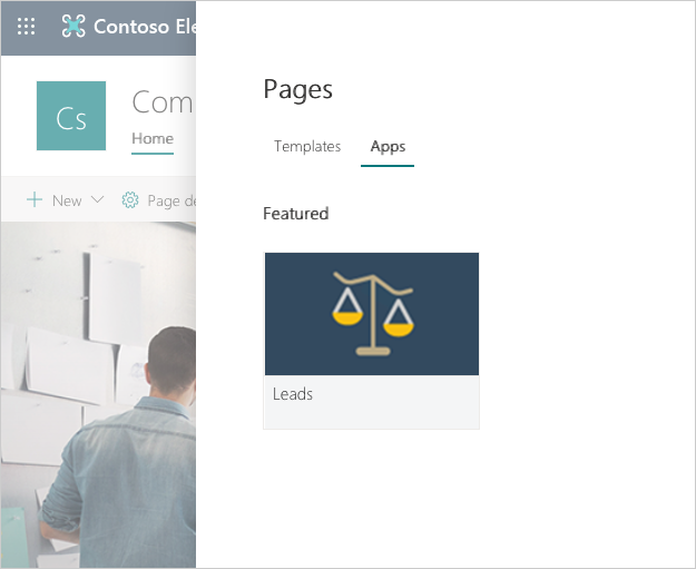 Vorschaubild der einzelnen App-Seite des Webparts, das beim Erstellen einer App-Seite mit einem einzelnen Teil angezeigt wird