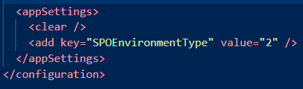 Screenshot: Change SPOEnvironmentType-Parameter