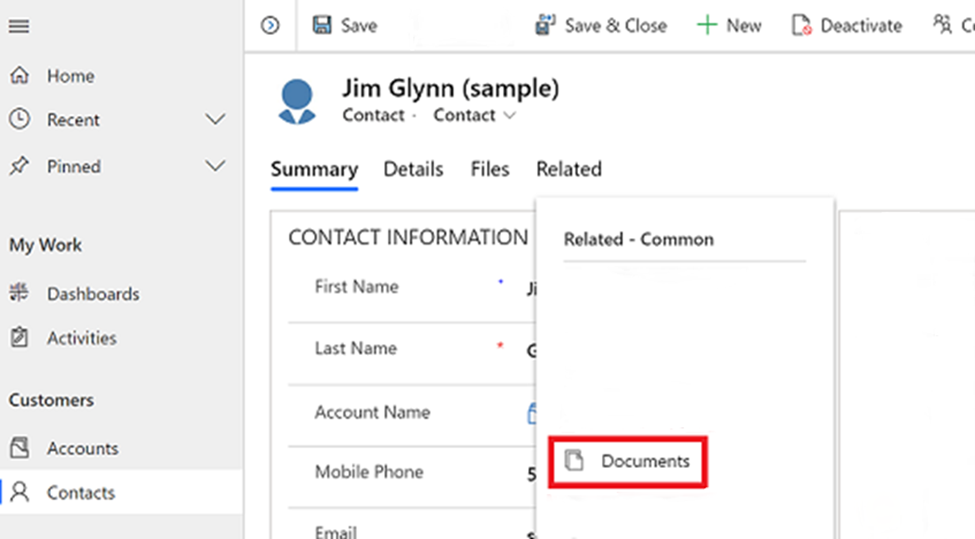 Screenshot des Zugriffs auf Materialien, die in einem SharePoint-Dokumentordner gespeichert sind.