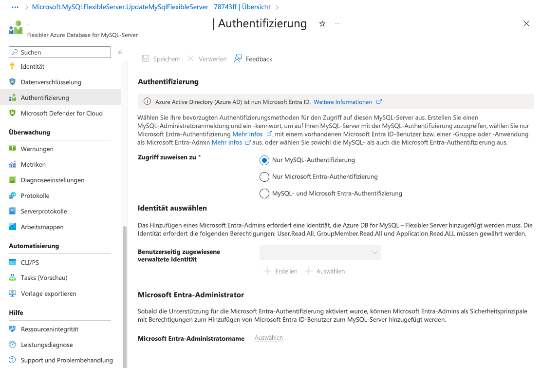 Screenshot der Microsoft Entra ID-Konfiguration