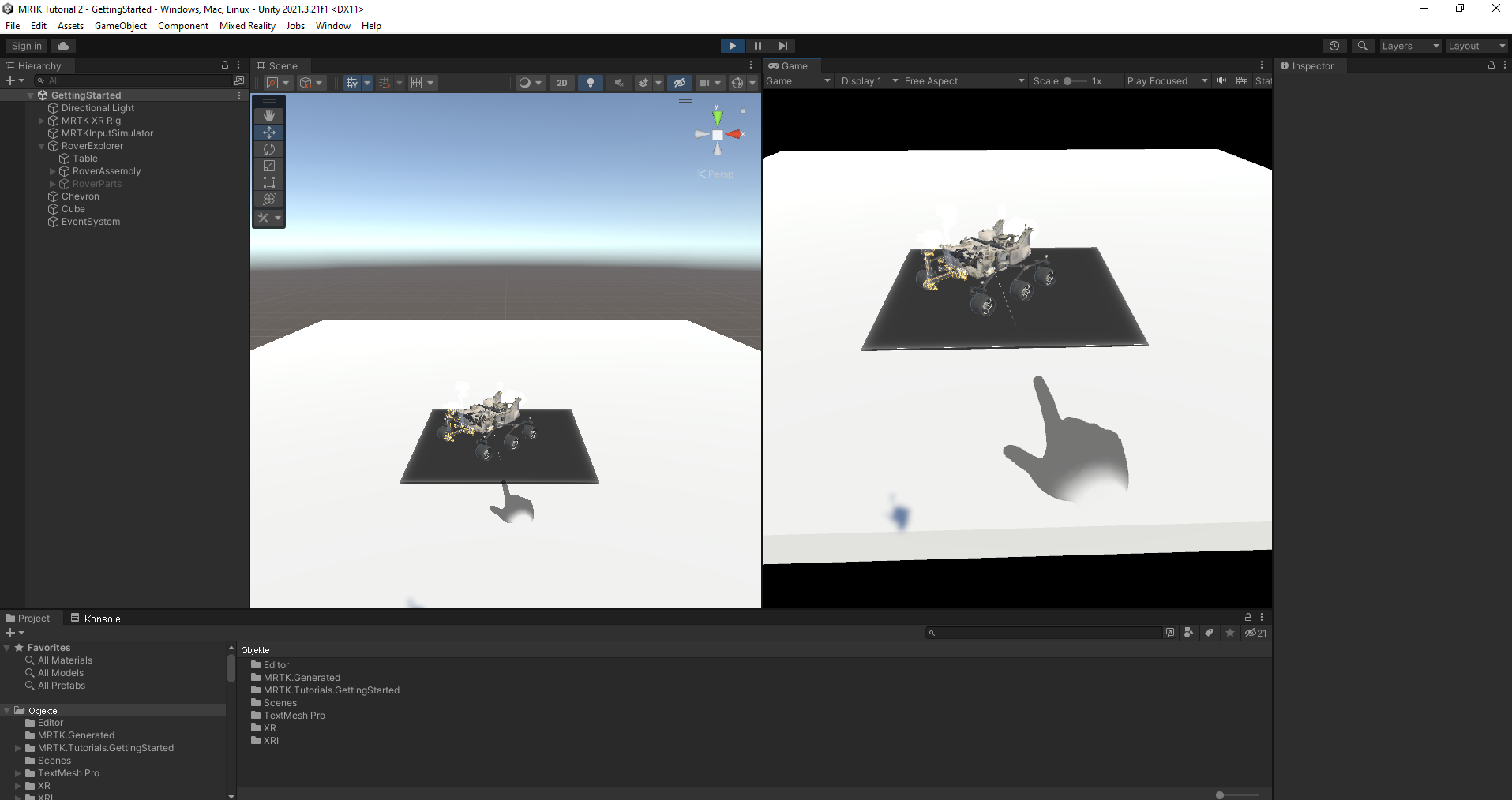 Screenshot: Geteilte Ansicht im Wiedergabemodus mit gestarteter Platzierung