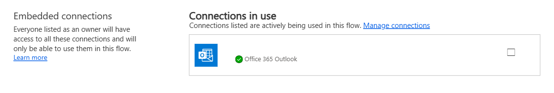 Screenshot mit den Verbindungen, die im Flow verwendet werden.