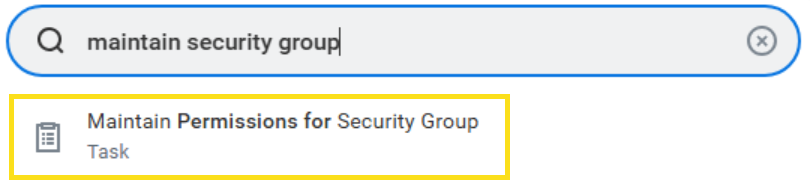 Screenshot der Seite zum Verwalten von Berechtigungen für die Sicherheitsgruppe.