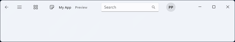 Screenshot eines App-Fensters mit einer benutzerdefinierten Titelleiste