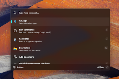 Screenshot des Befehlspaletten-Hilfsprogramms PowerToys für Windows.